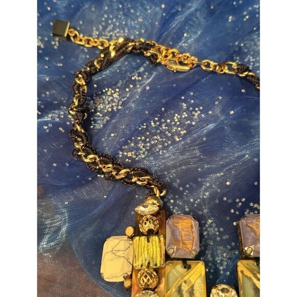 Signed Nocturne Studio JUMI Multicolor Statement Necklace With Leather Backing - Picture 6 of 12